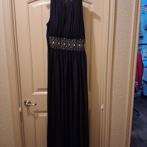 Jessica Howard Navy Sleeveless Maxi Dress with Beaded Waist
